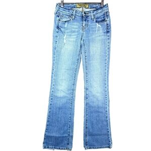 Vintage Hint Jeans Womens 0 Blue Y2K Denim Cotton Stretch Bootcut Distressed
